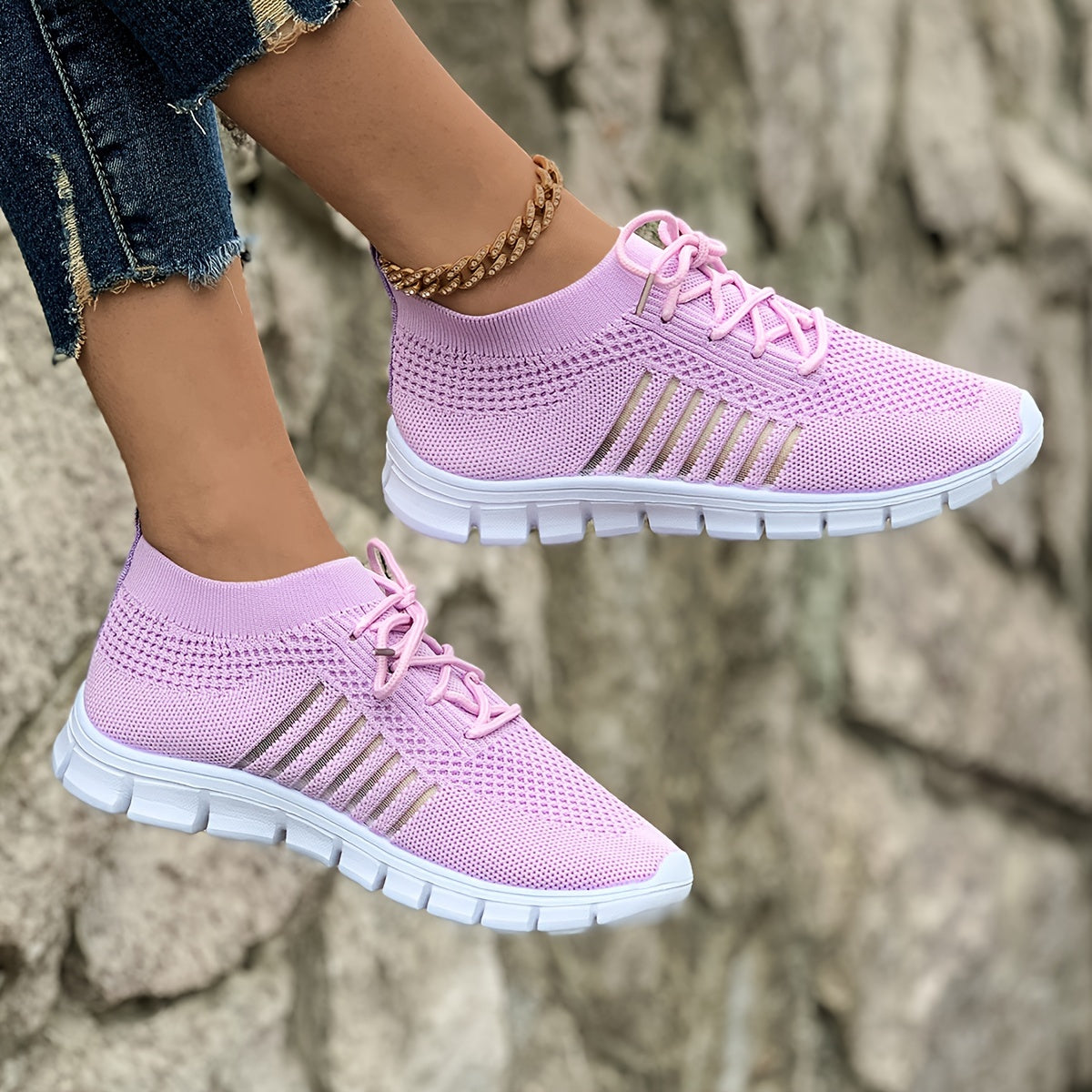 Women's Breathable Knit Sneakers for Casual Running