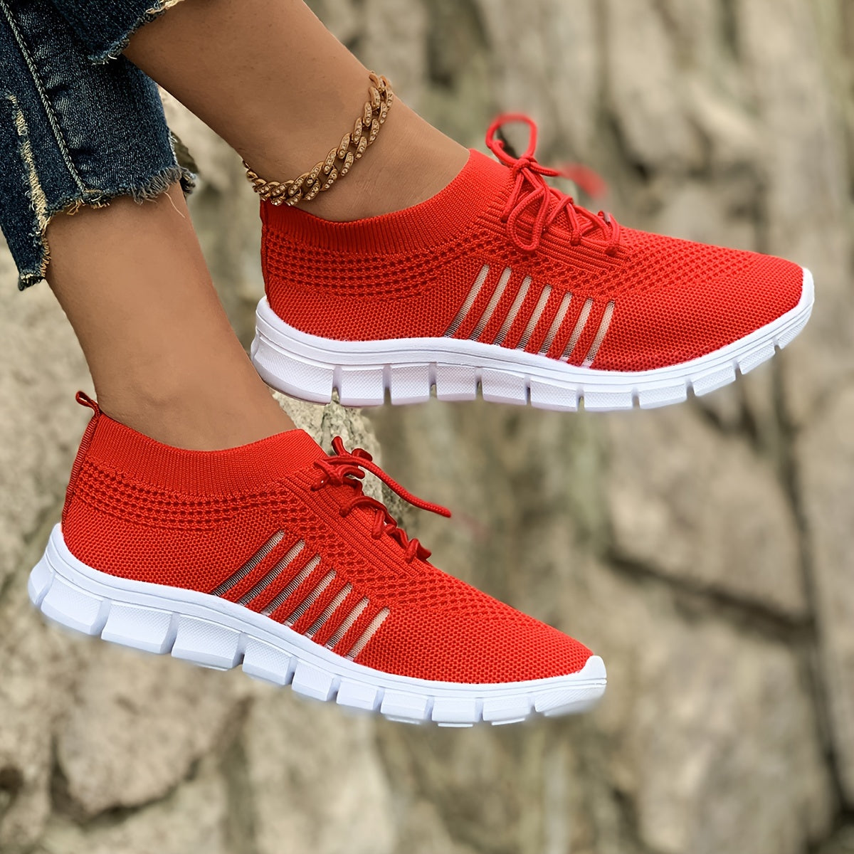 Women's Breathable Knit Sneakers for Casual Running