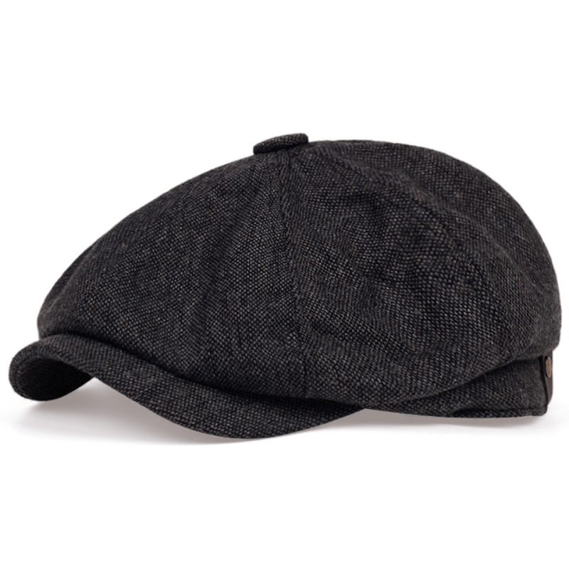 Men's Retro Flat Cap - Black Beret with Vintage Style