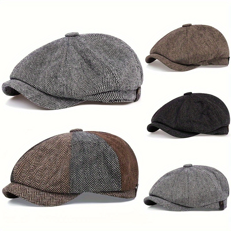 Men's Retro Flat Cap - Black Beret with Vintage Style