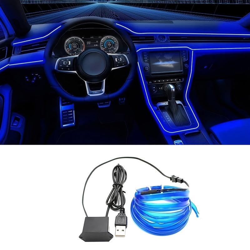 Blue LED USB Car Interior Lighting Strip - 196.85 inch