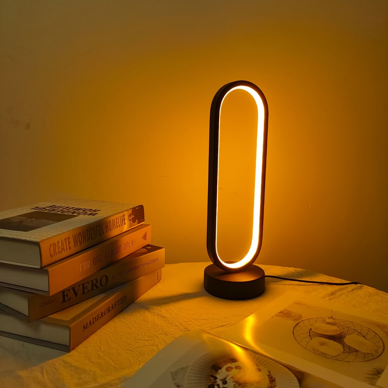 Dimmable LED Ring Table Lamp for Bedroom & Living Room