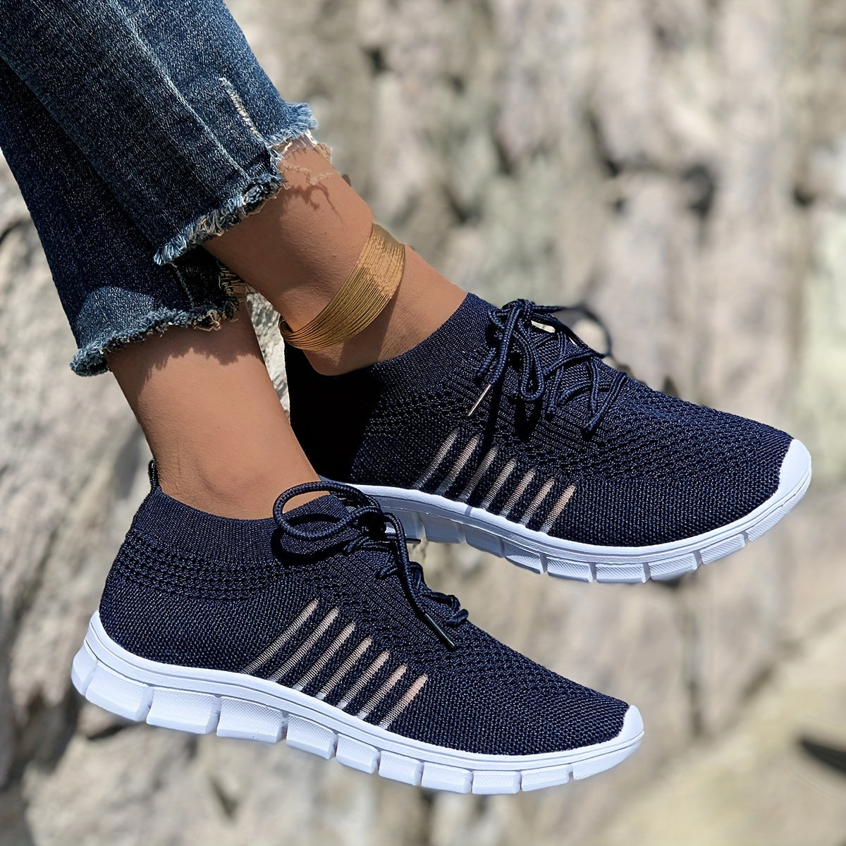 Women's Breathable Knit Sneakers for Casual Running