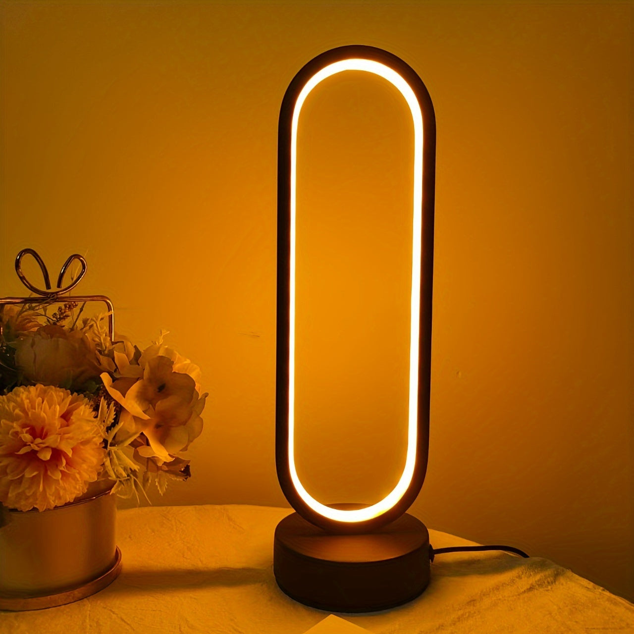 Dimmable LED Ring Table Lamp for Bedroom & Living Room