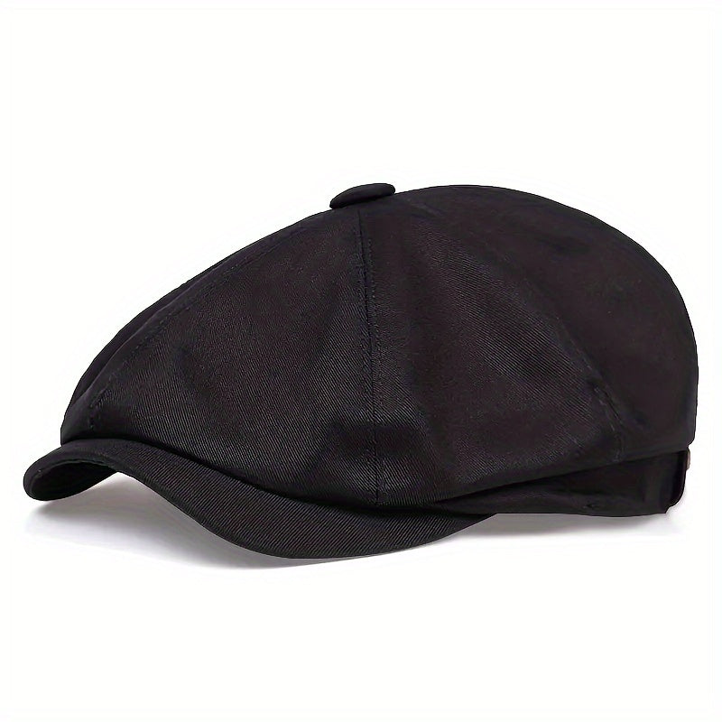 Men's Retro Flat Cap - Black Beret with Vintage Style
