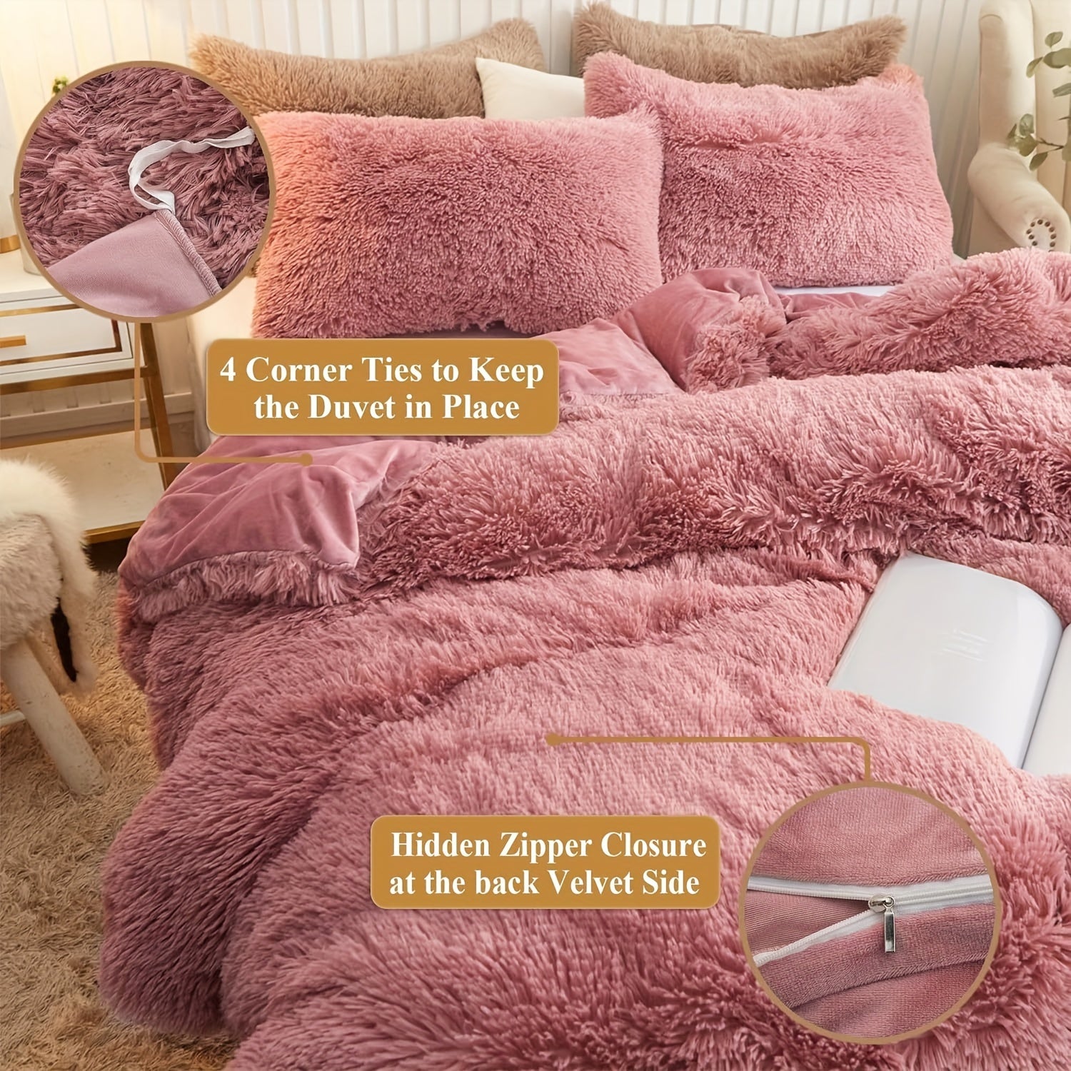 Polyester Duvet Cover Set 3pcs Multicolor Plush