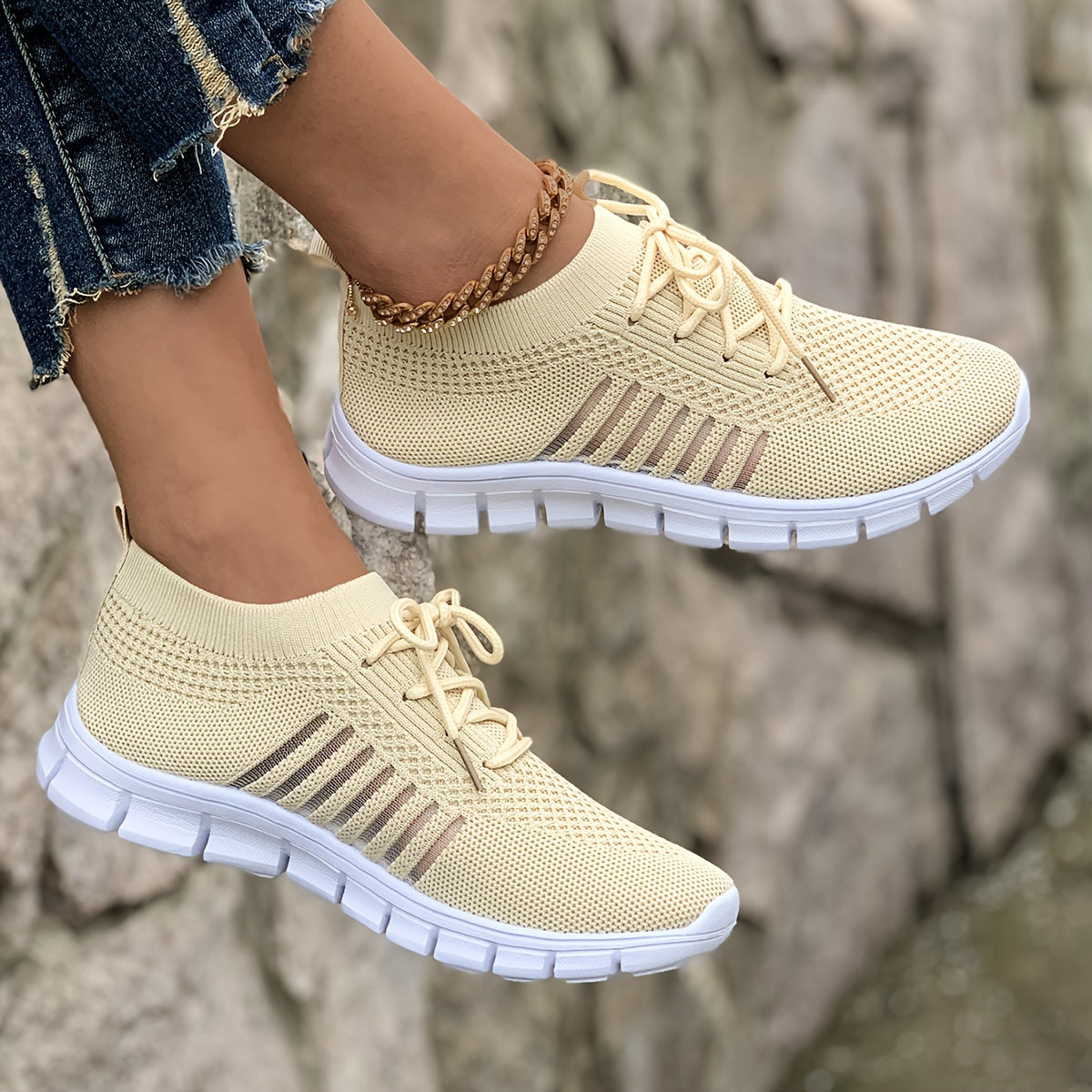 Women's Breathable Knit Sneakers for Casual Running