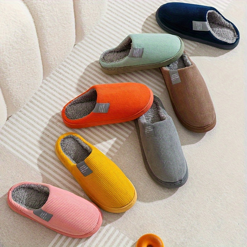 Plush Slip-On Slippers with Non-Slip Sole for Women & Unisex
