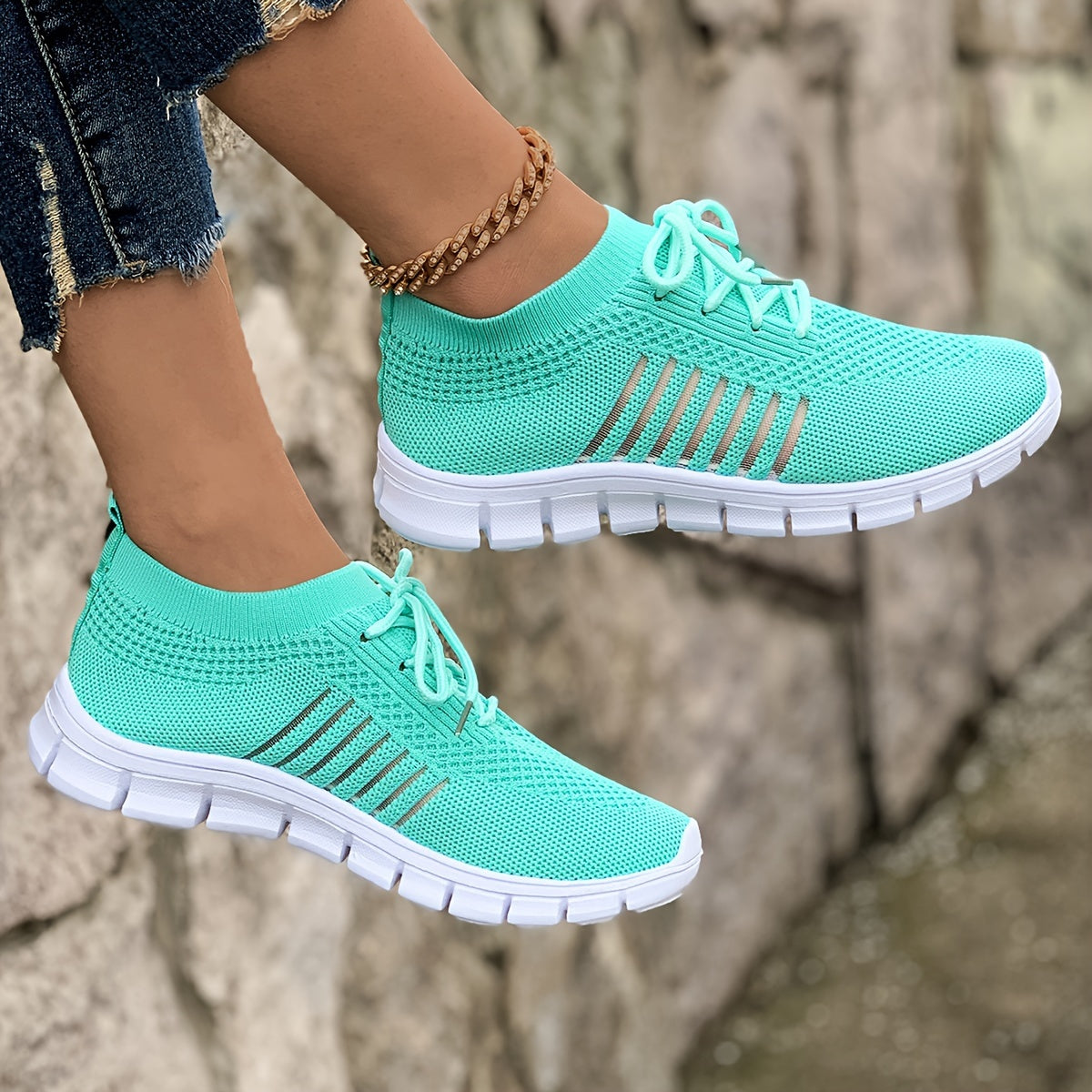 Women's Breathable Knit Sneakers for Casual Running