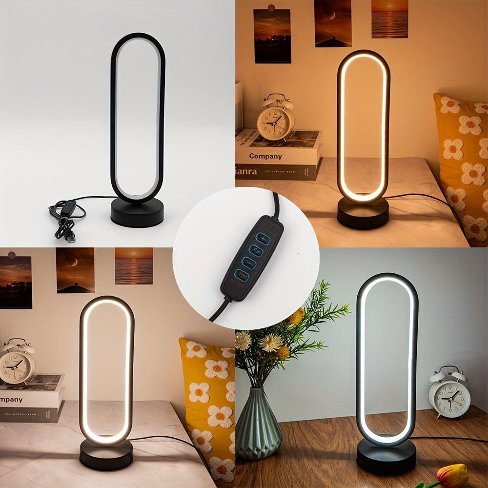 Dimmable LED Ring Table Lamp for Bedroom & Living Room