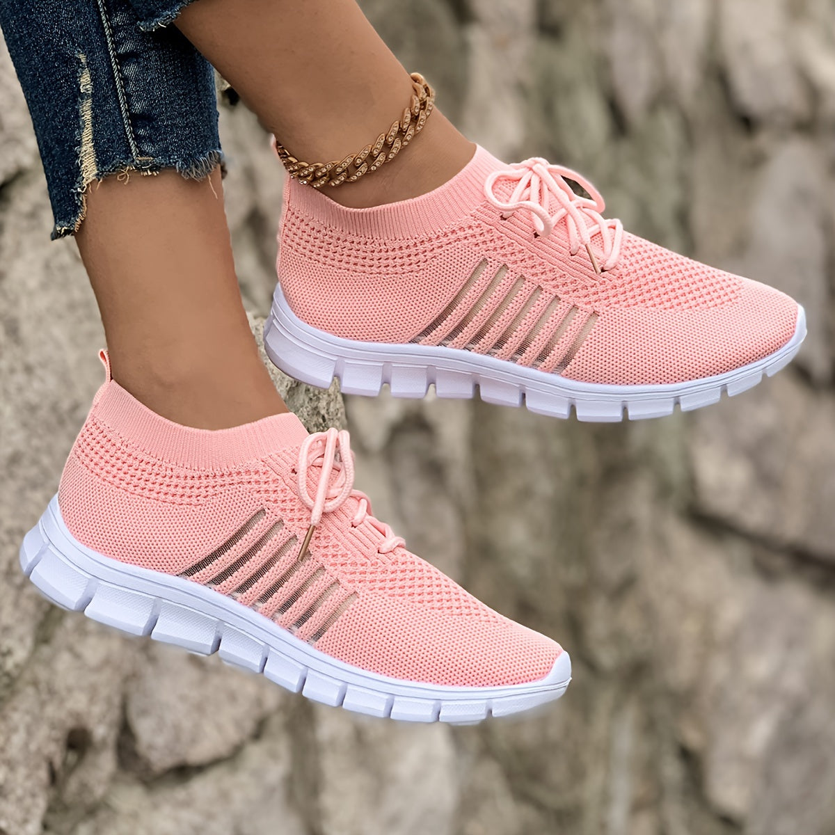 Women's Breathable Knit Sneakers for Casual Running