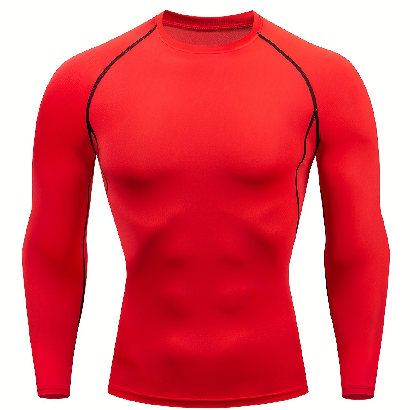 Men's Quick-Dry Fitness Top - Crew Neck, Long Sleeve