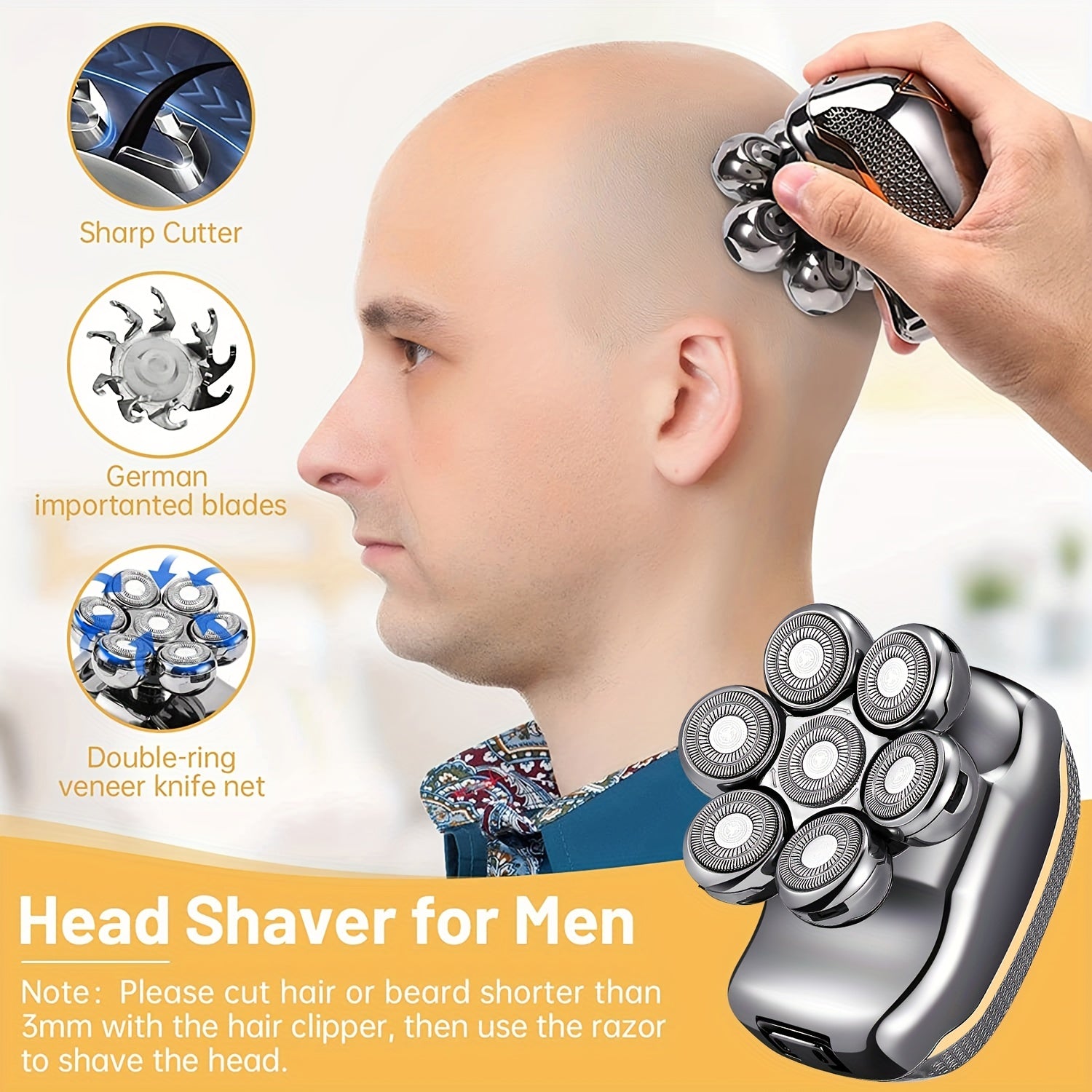 Men's Electric Head Shaver - 6-in-1 Grooming Kit