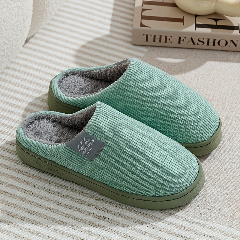 Plush Slip-On Slippers with Non-Slip Sole for Women & Unisex