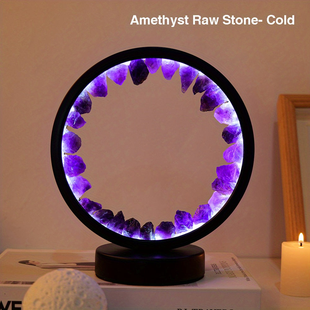 Rechargeable LED Lamp with Amethyst for Bedroom & Desk