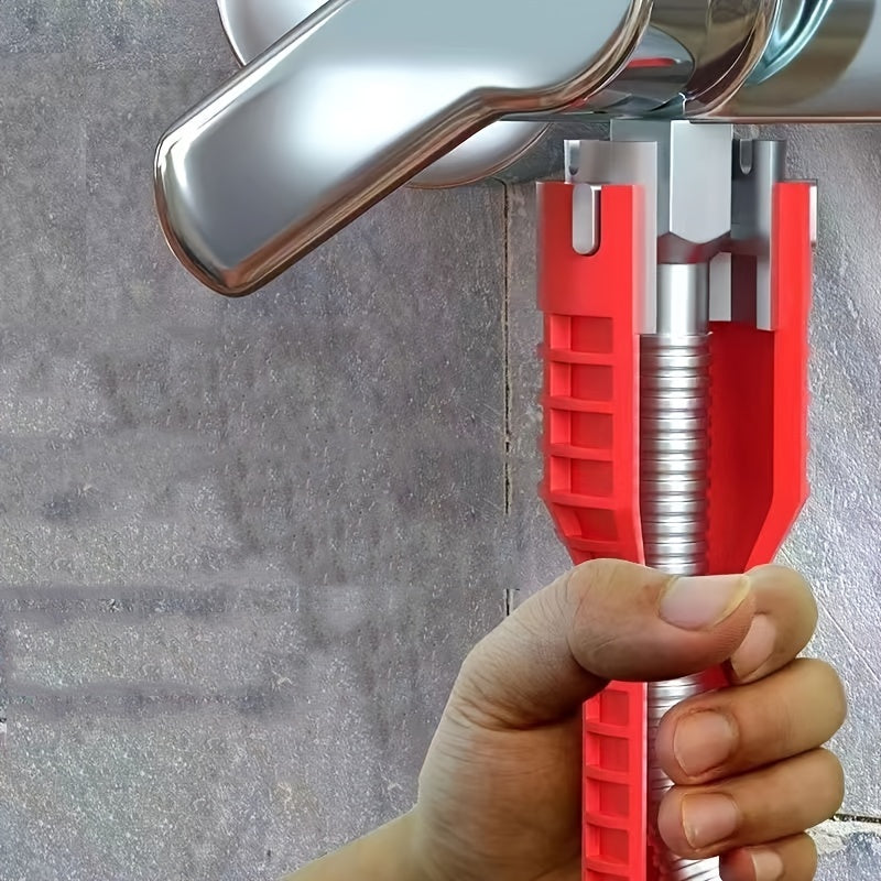 8-in-1 Aluminum Sink Wrench with Rubber Grip Handle