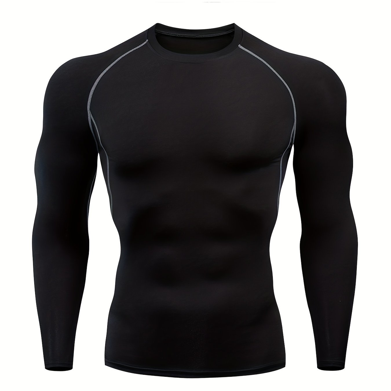 Men's Quick-Dry Fitness Top - Crew Neck, Long Sleeve