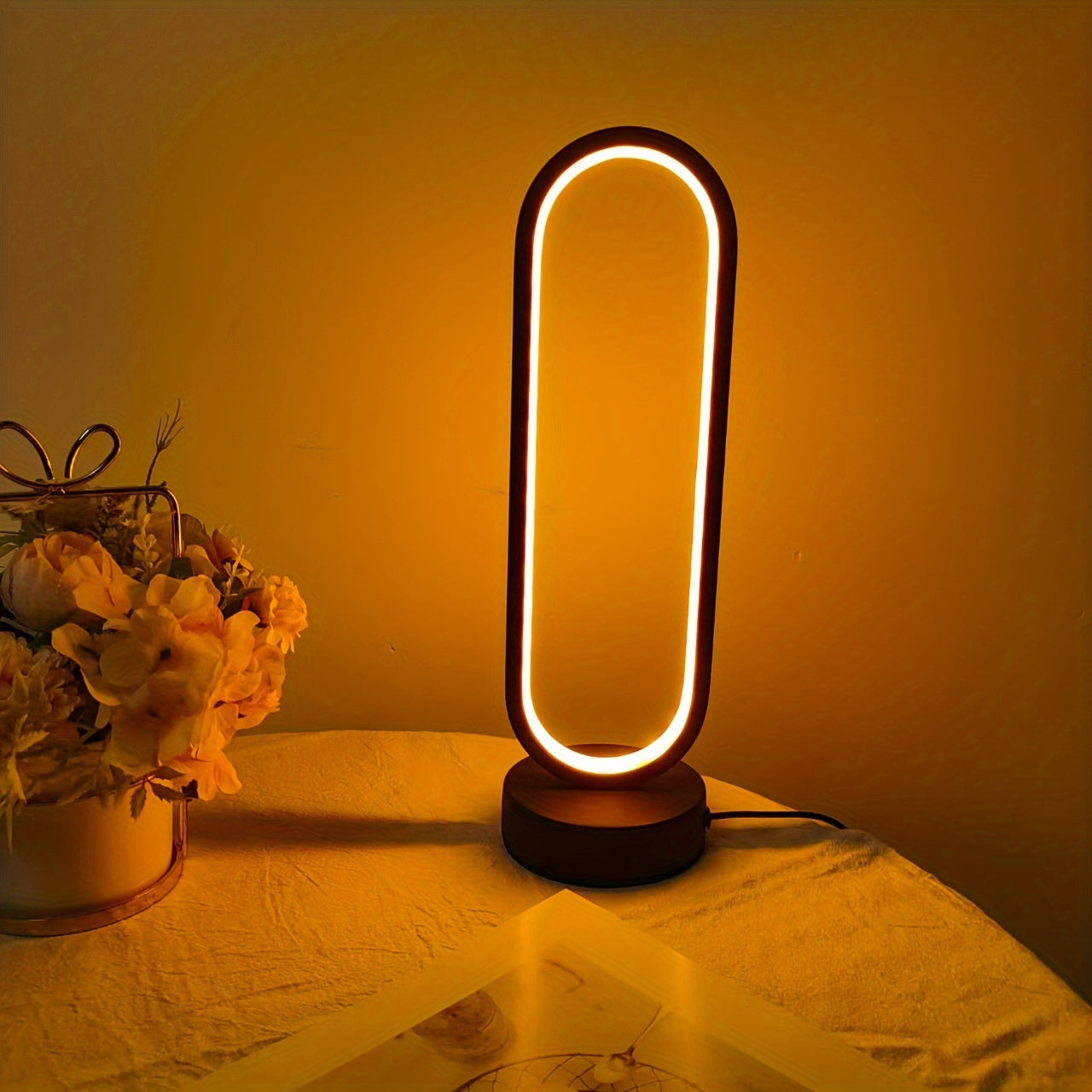 Dimmable LED Ring Table Lamp for Bedroom & Living Room