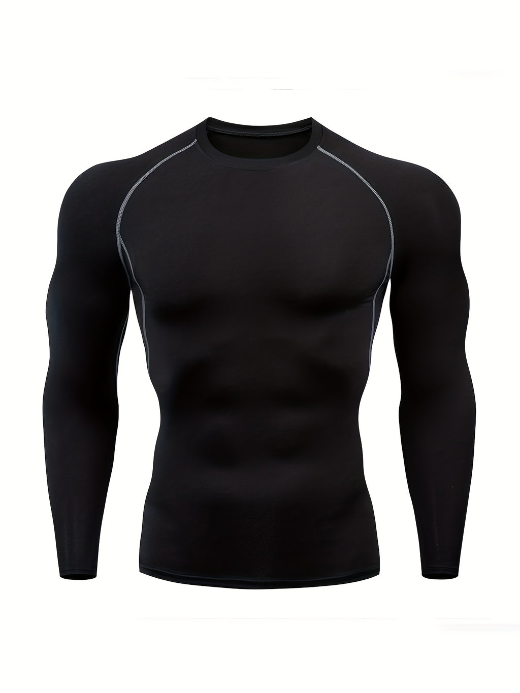 Men's Quick-Dry Fitness Top - Crew Neck, Long Sleeve