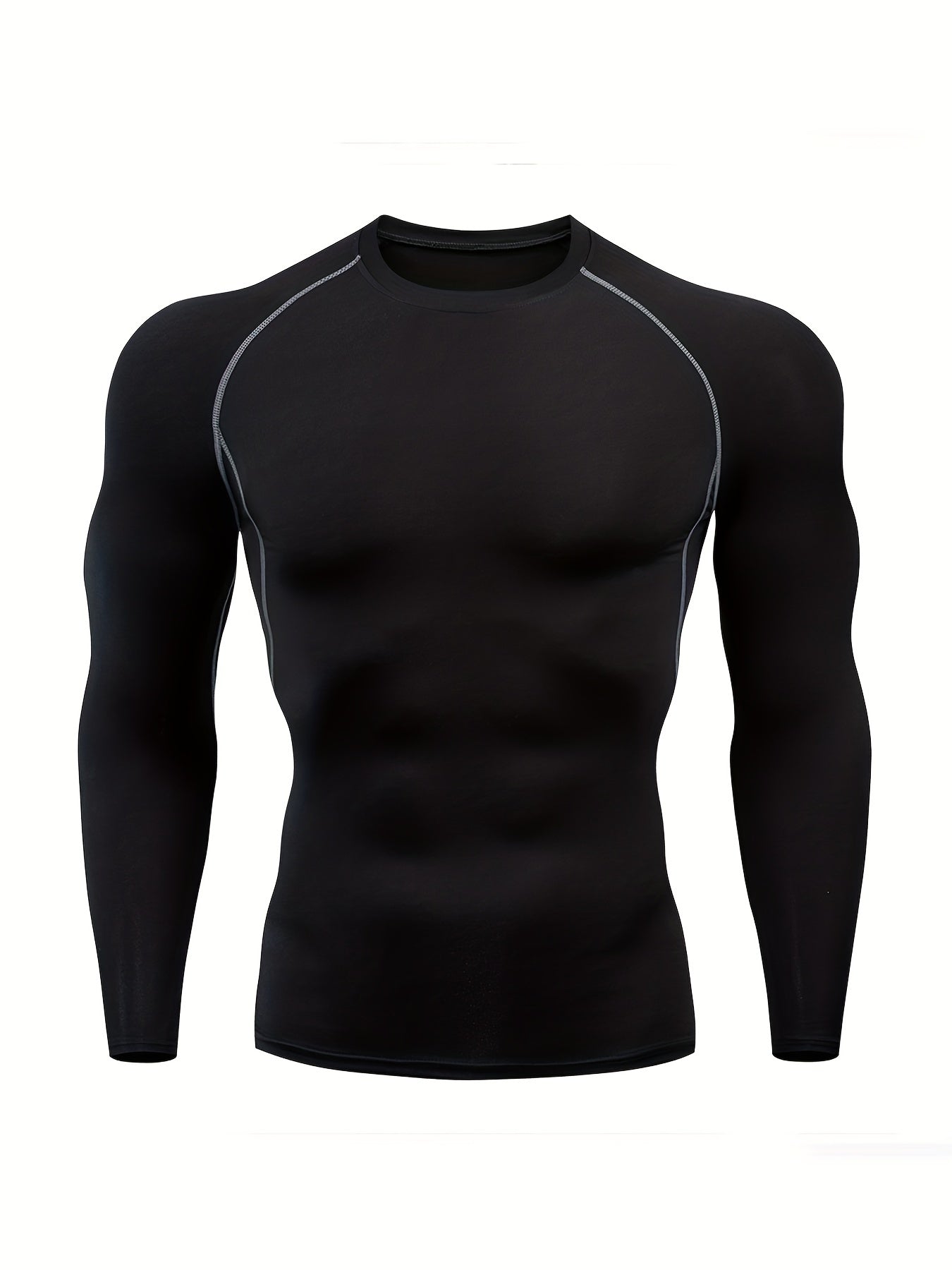 Men's Quick-Dry Fitness Top - Crew Neck, Long Sleeve
