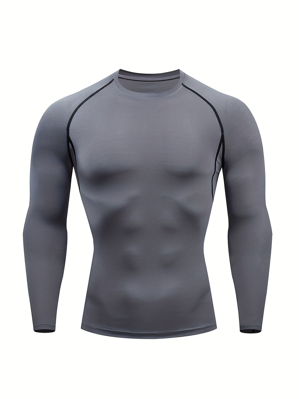 Men's Quick-Dry Fitness Top - Crew Neck, Long Sleeve