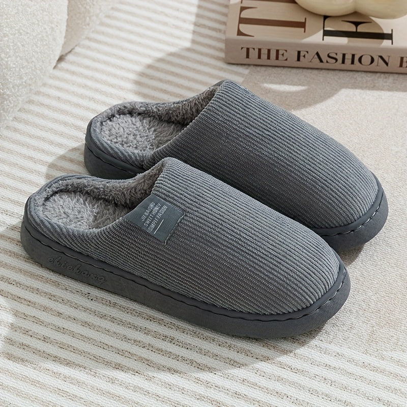 Plush Slip-On Slippers with Non-Slip Sole for Women & Unisex