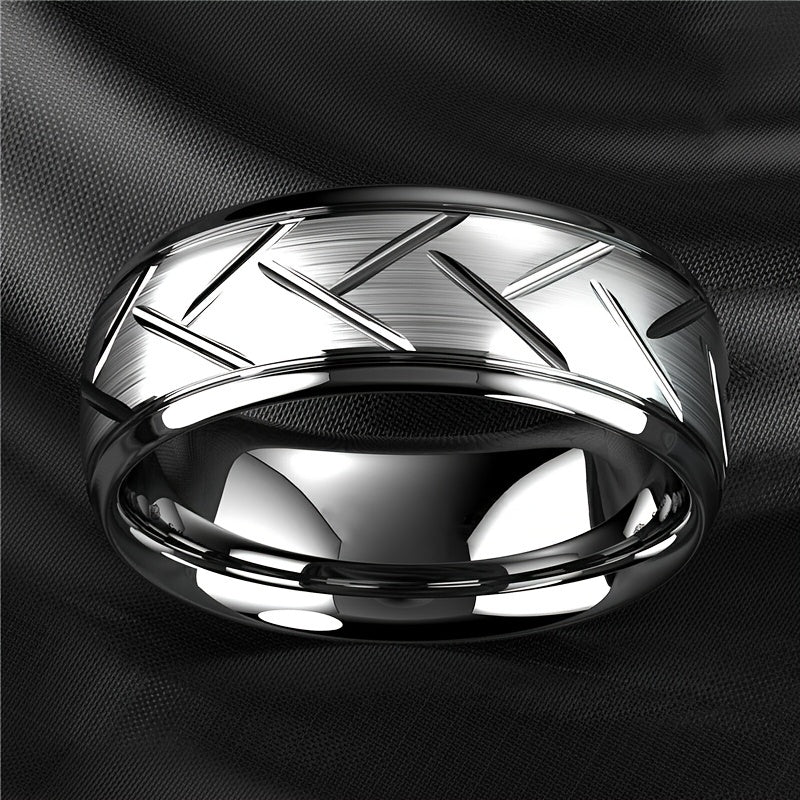 Men's Black Titanium Steel Ring Simple Fashion Design