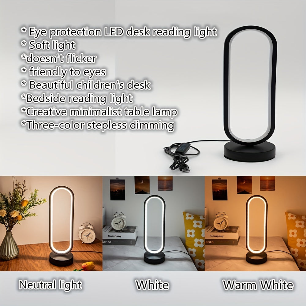 Dimmable LED Ring Table Lamp for Bedroom & Living Room