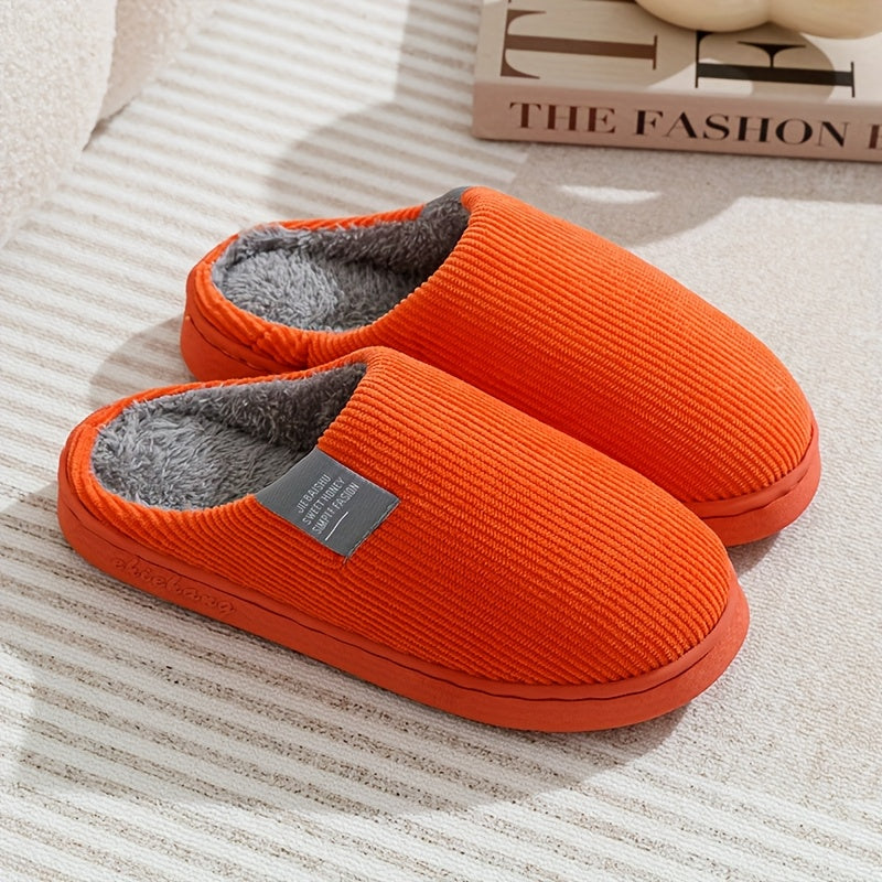 Plush Slip-On Slippers with Non-Slip Sole for Women & Unisex