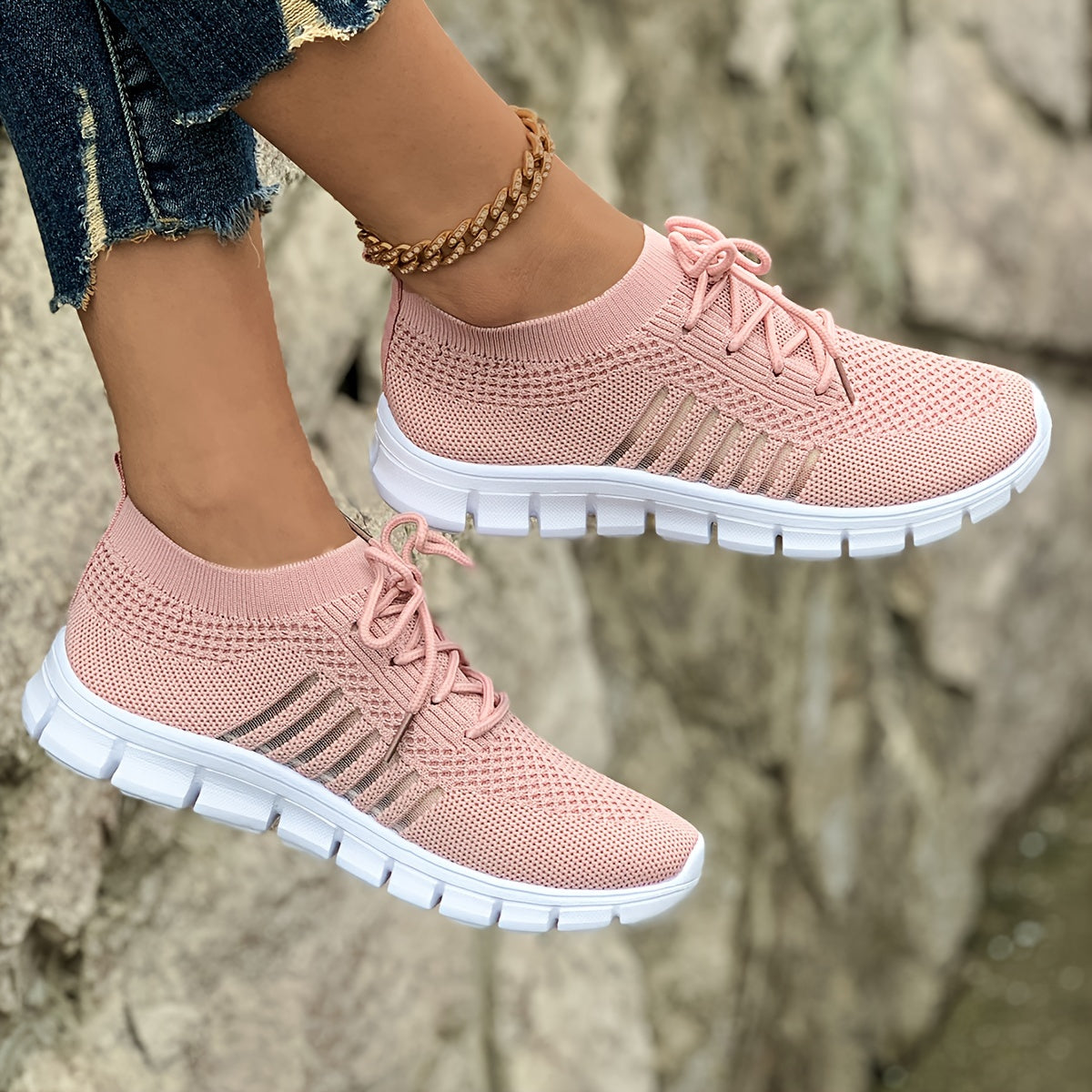 Women's Breathable Knit Sneakers for Casual Running
