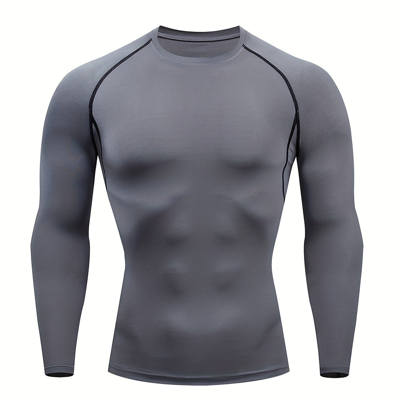 Men's Quick-Dry Fitness Top - Crew Neck, Long Sleeve