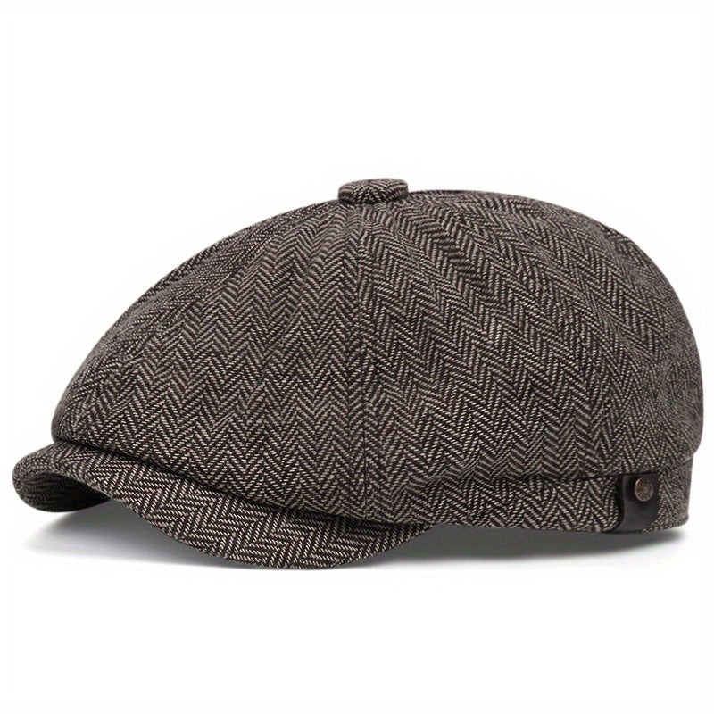 Men's Retro Flat Cap - Black Beret with Vintage Style
