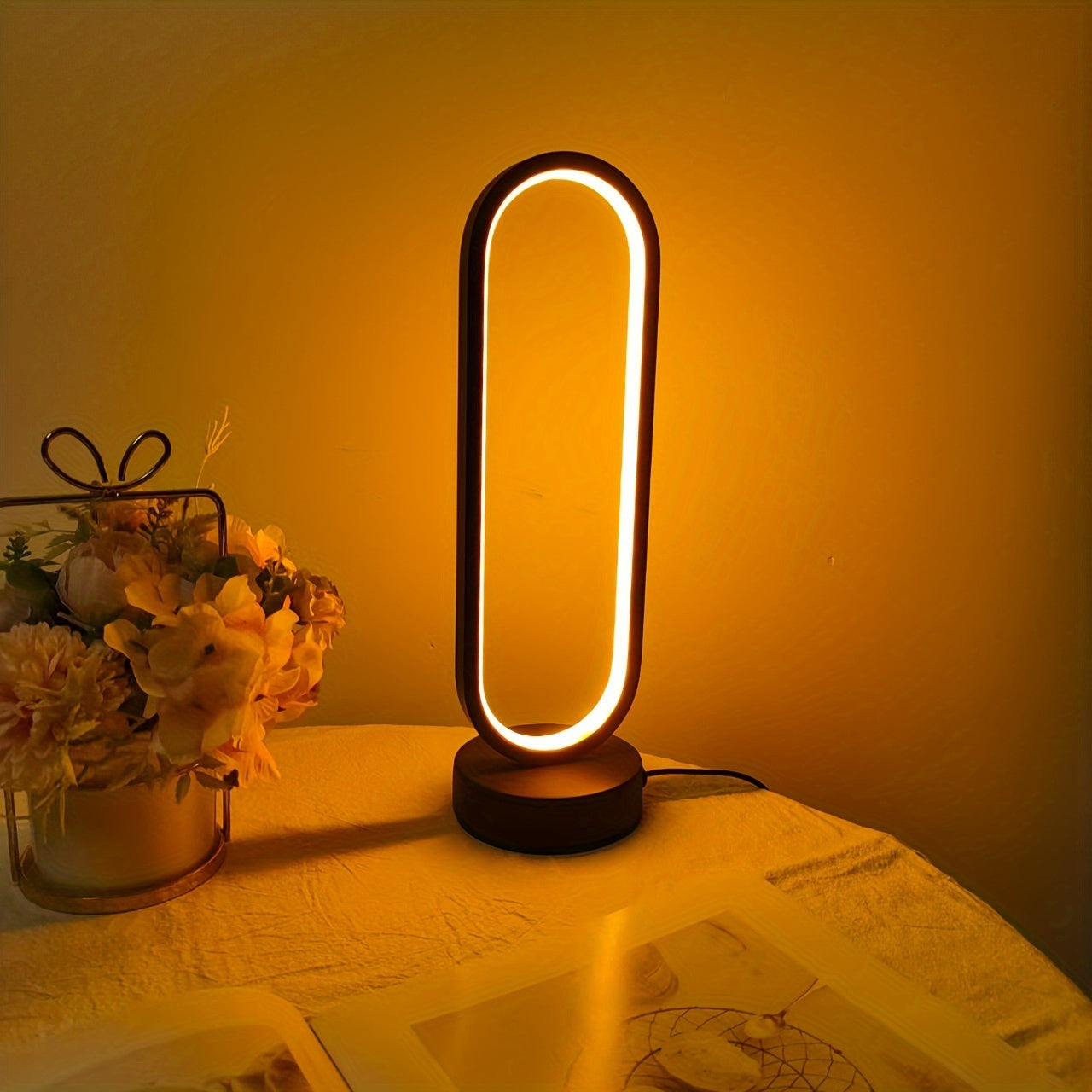 Dimmable LED Ring Table Lamp for Bedroom & Living Room