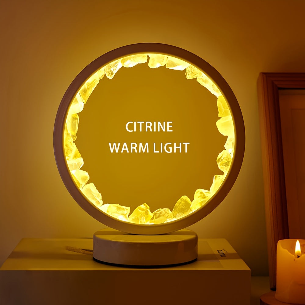 Rechargeable LED Lamp with Amethyst for Bedroom & Desk