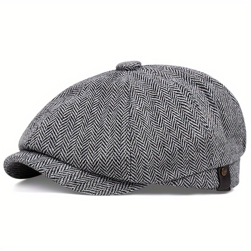 Men's Retro Flat Cap - Black Beret with Vintage Style