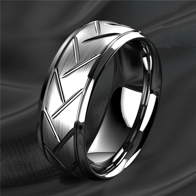 Men's Black Titanium Steel Ring Simple Fashion Design