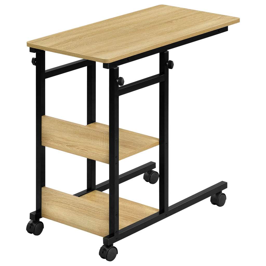Adjustable Side Table with Wheels for Living & Bedroom