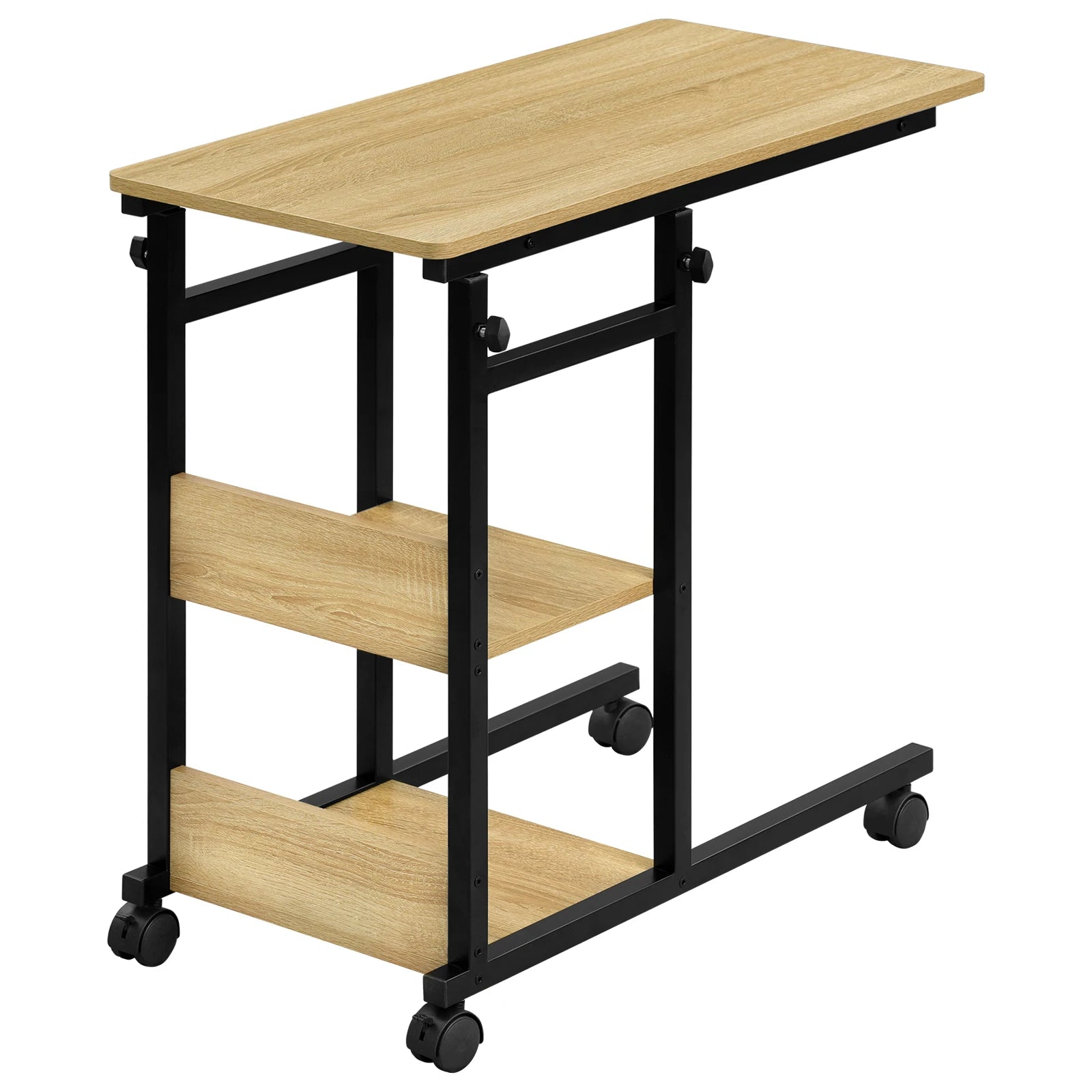 Adjustable Side Table with Wheels for Living & Bedroom