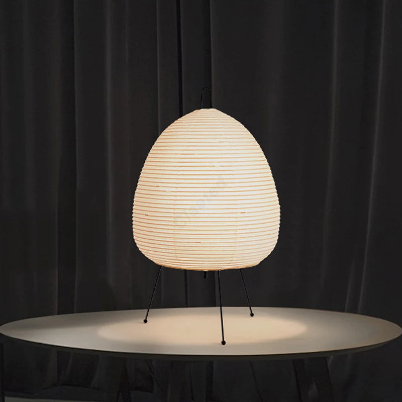 Japanese Rice Paper Table Lamp with Iron Tripod
