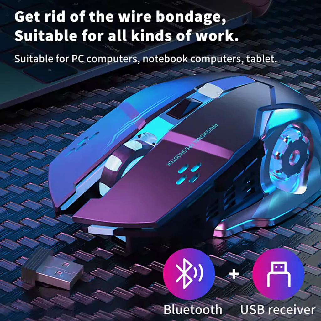 Rechargeable Bluetooth Gaming Mouse - Silent & Backlit