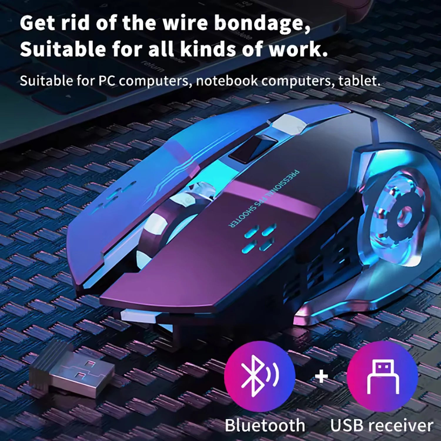 Rechargeable Bluetooth Gaming Mouse - Silent & Backlit