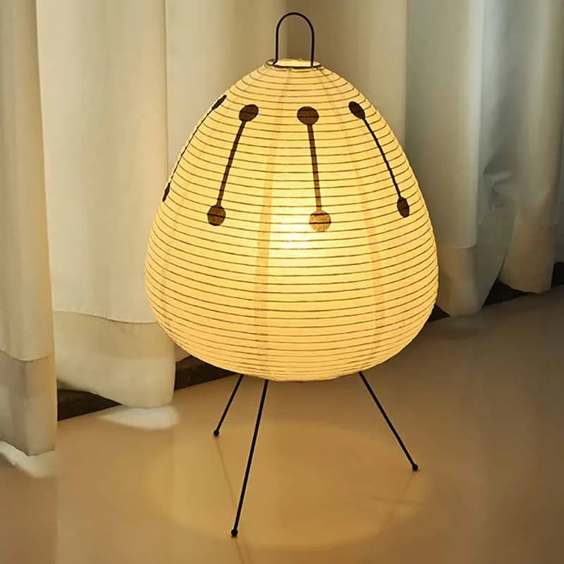 Japanese Rice Paper Table Lamp with Iron Tripod