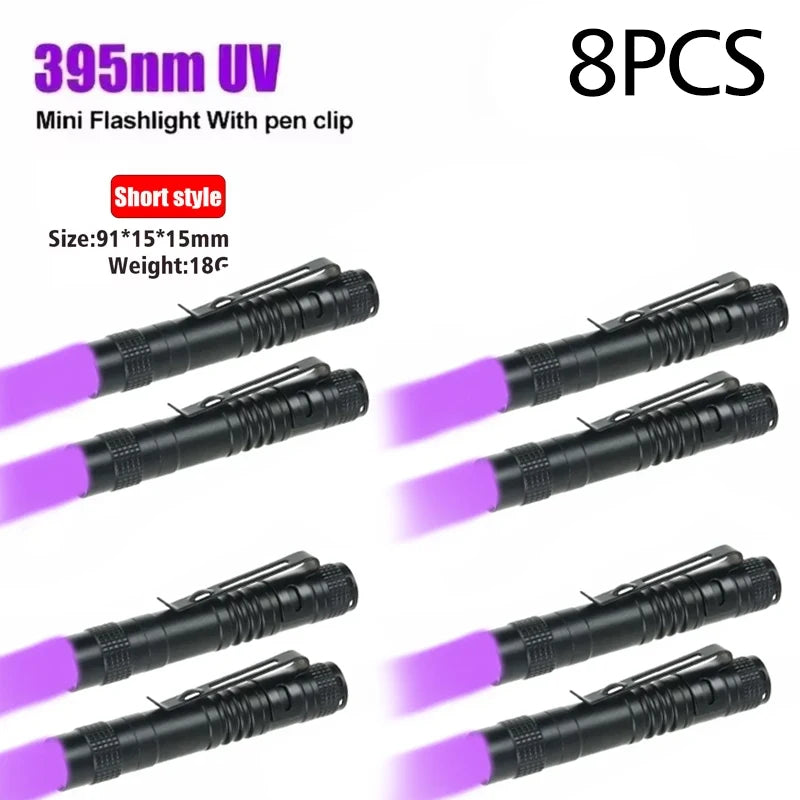 Portable 395nm UV Flashlight With Pen Clip