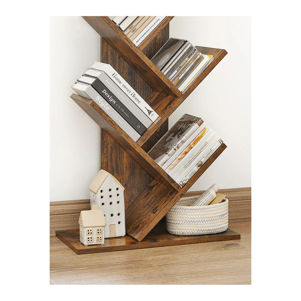 VASAGLE Tree Bookshelf: 9-Tier Wooden Corner Bookcase