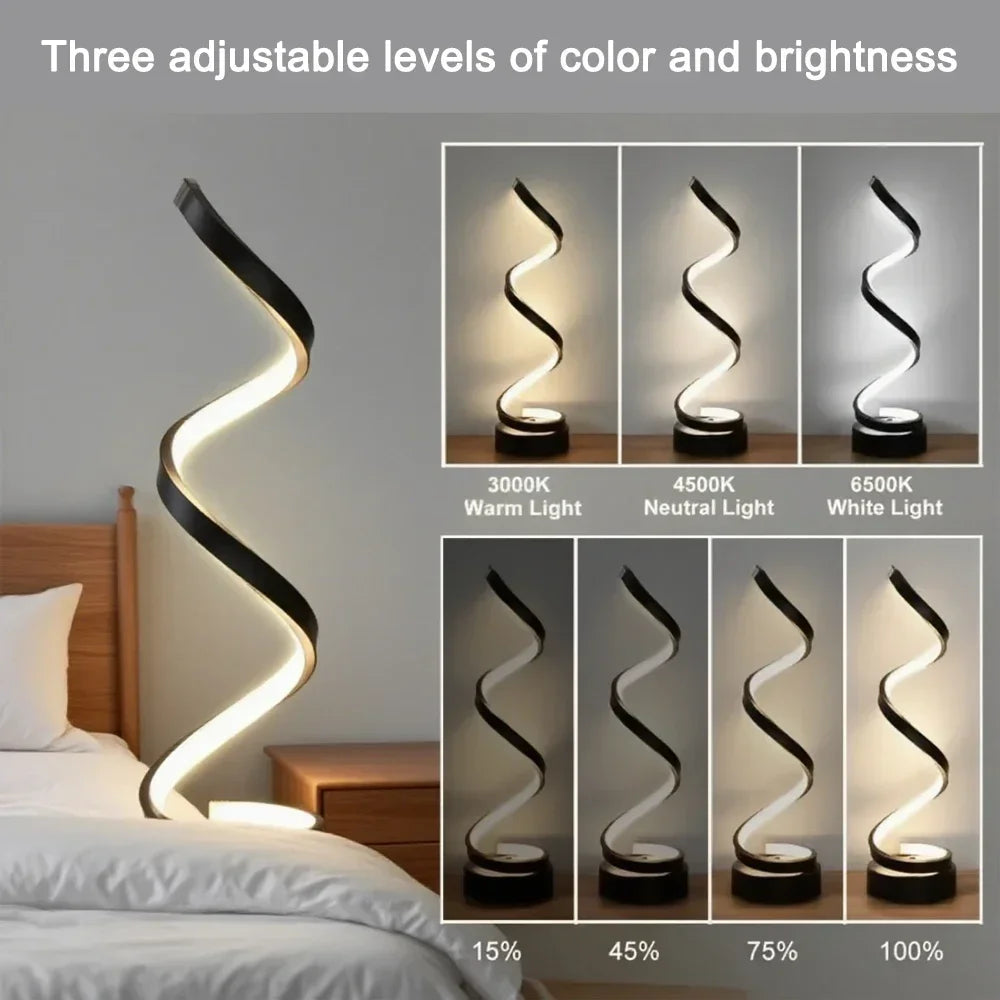 LED Dimmable Spiral Table Lamp - Adjustable Brightness