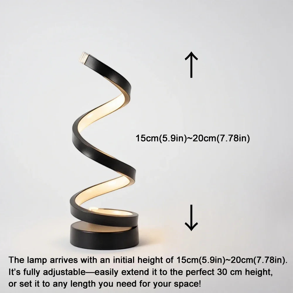 LED Dimmable Spiral Table Lamp - Adjustable Brightness