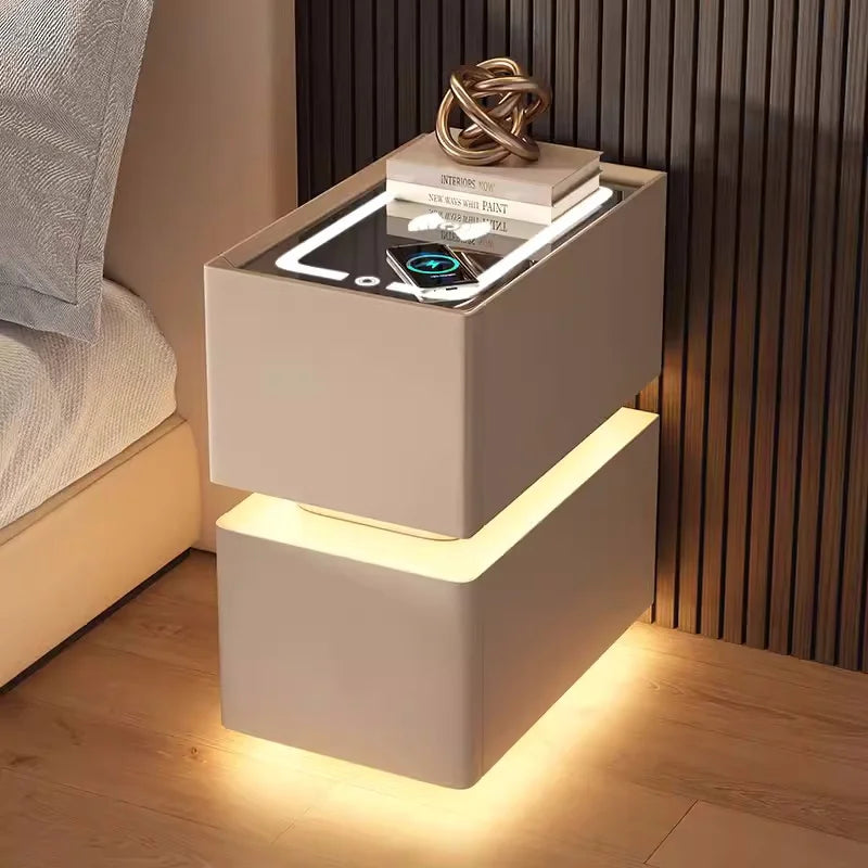 Smart Bedside Table with Nordic Style Storage