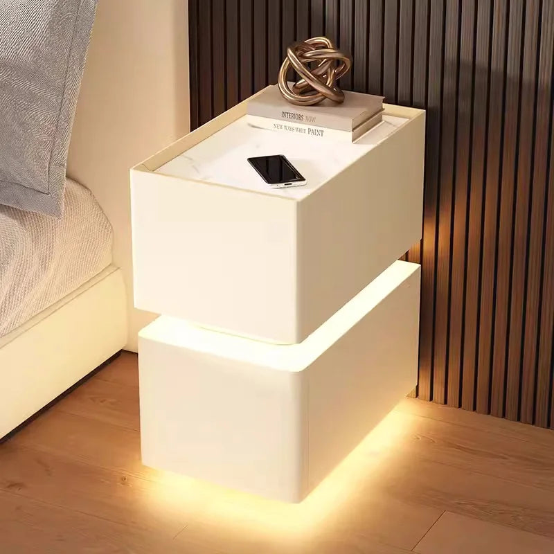 Smart Bedside Table with Nordic Style Storage
