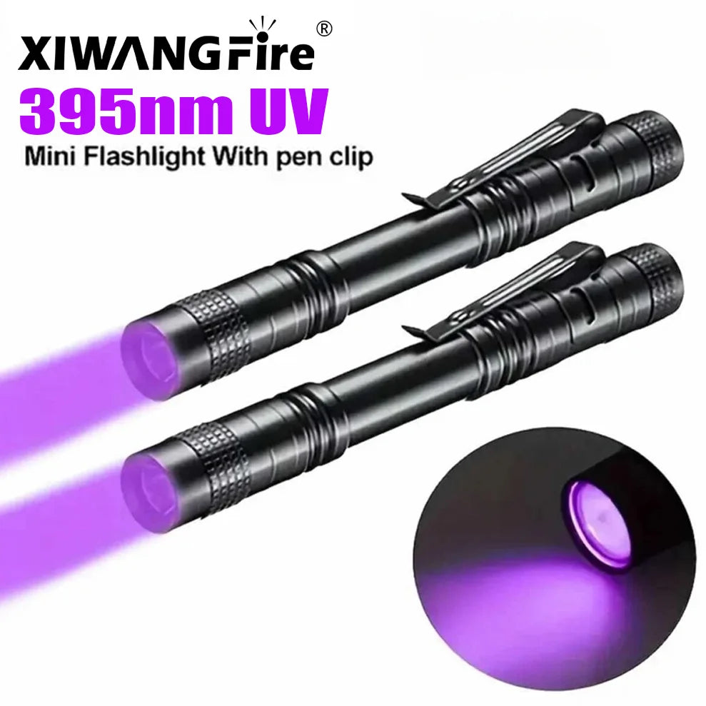 Portable 395nm UV Flashlight With Pen Clip
