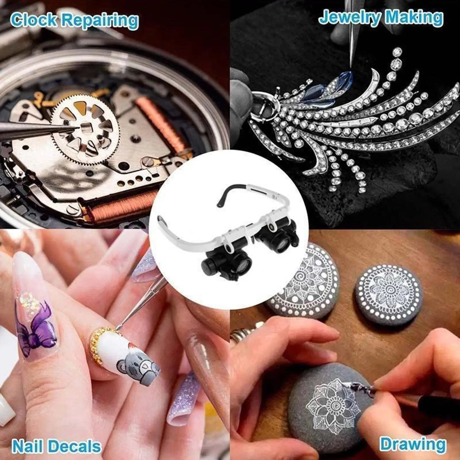 LED Watch Repair Magnifier - Adjustable Headband with 8X 15X 23X Lens